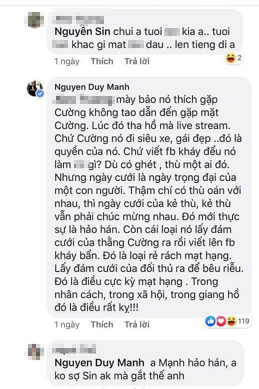 Duy Mạnh ‘chửi thẳng mặt’ Nguyễn Sin là ‘đồ rẻ rách’ trong vụ mâu thuẫn với Cường Đô La
